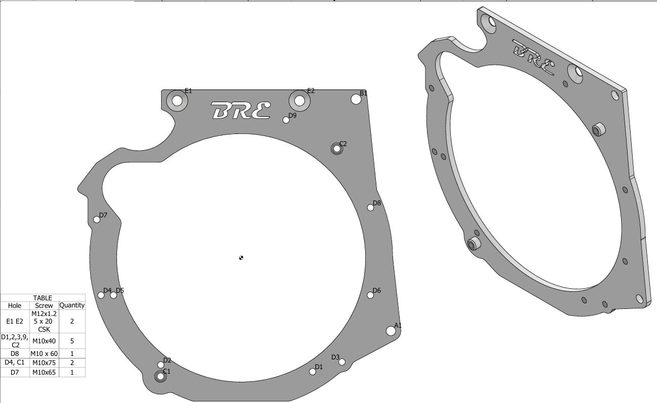 Honda K20/K24 to RX8 adaptor plate Upright 0 degree