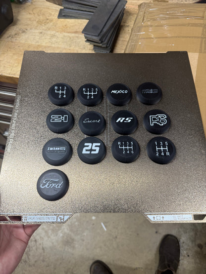 3D Printed Gear knobs with Logos to Suit RX8, MX5, Type 9 & 4 speed Ford gearboxes
