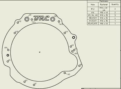 Zetec/Pinto/2.3 Galaxy to MX5 NC N7 5 Speed Gearbox Adaptor plate - Hydraulic Clutch - Drivers side starter