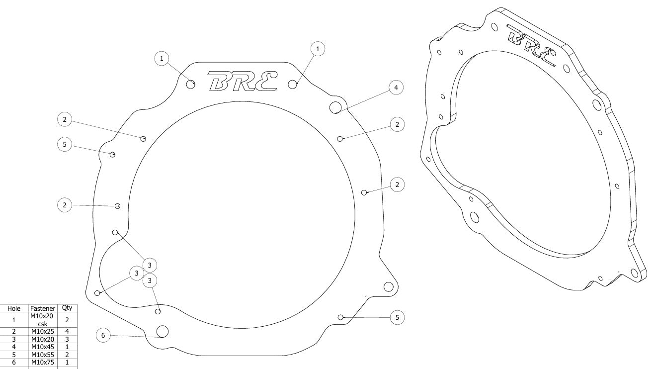 Zetec/Pinto/2.3 Galaxy/Crossflow/BDA/CVH to RX8 gearbox adaptor plate