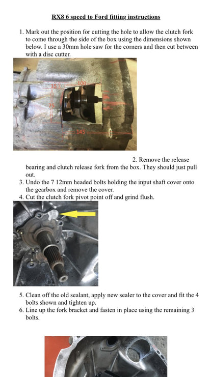 RX8 6 speed cable clutch fork and bracket